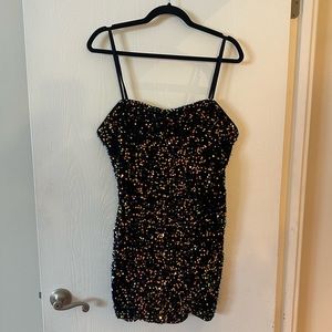 NWT Navy and Gold Sequin Mini Dress - size XL